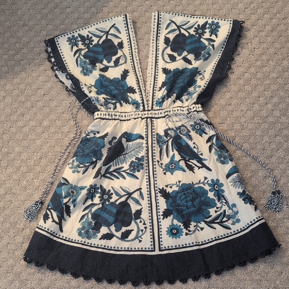 FARM Rio Dresses & Skirts - Farm Rio Linen Blend Blue And White Sundress